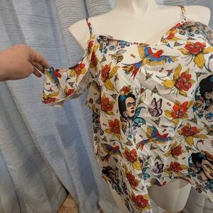 Frida Kahlo Floral Cold Shoulder Top - 4X
